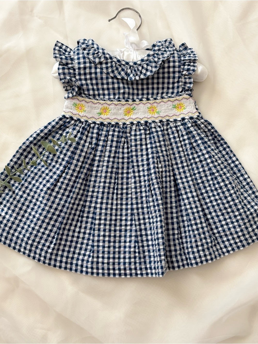 Bonnie Baby Navy and White Gingham Smocked Dress